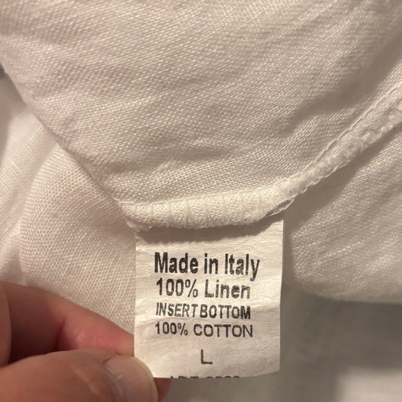 Terzo Millennio 100% Linen Sleeveless Top Lace Detail Hem Size L Resortwear - Picture 4 of 5